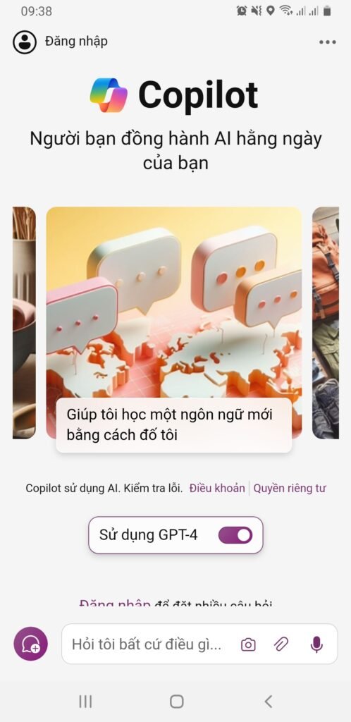 Copilot Microsoft tích hợp chat GPT-4-login